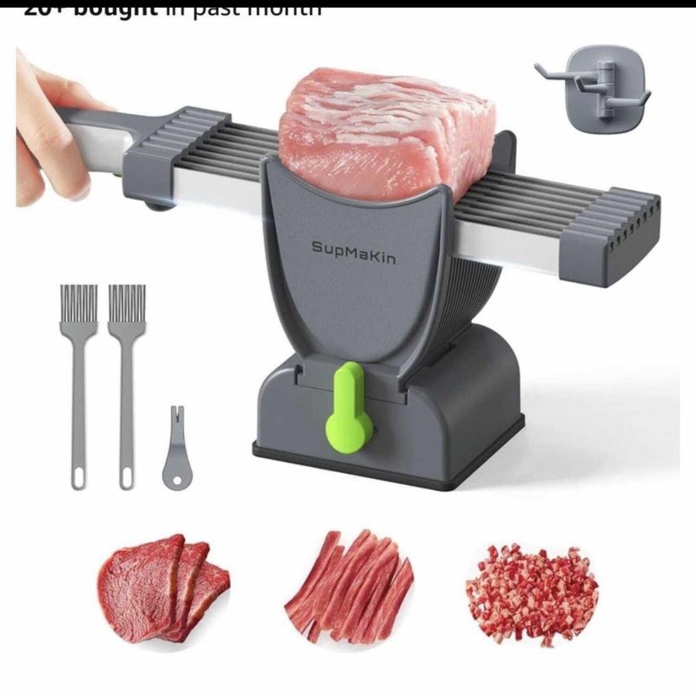 SupMakin Meat Slicer and Tenderizer - Gray with Green Accent